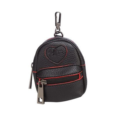 Black mini faux-leather backpack charm